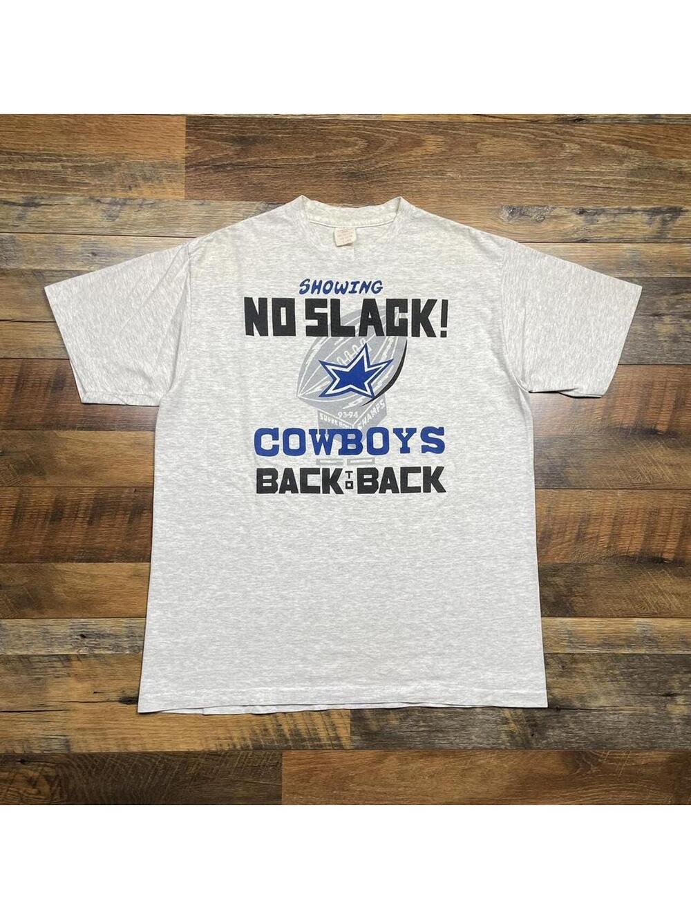 Vintage 90s Dallas Cowboys T-Shirt Size XL “SHOWING NO SLACK, BACK TO BACK”